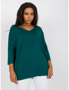 Fashionhunters Dark green smooth viscose blouse of larger size