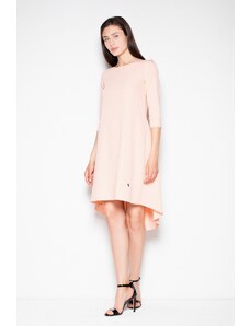 VENATON Rózsaszínű ruha aszimmetrikus szoknyarésszel VT073 Pink