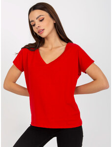 BASIC FEEL GOOD Piros póló V- nyakkivágással B-014.20X-red