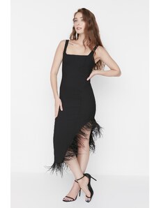 Trendyol Black Otriche szőtt elegáns estélyi ruha