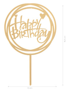 Torta dekoráció - Happy Birthday 15,4 x 10 cm