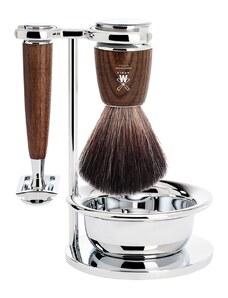 Mühle RYTMO MÜHLE Shaving set, Black Fibre, with safety razor, handle material made of steamed ash