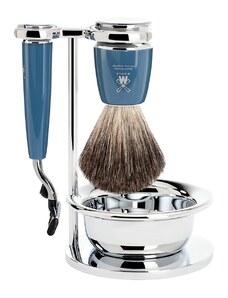 Mühle RYTMO MÜHLE Shaving set, pure badger, with Gillette Mach3, handle material made of high-grade resin petrol
