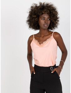 Fashionhunters Peach tape top with lace