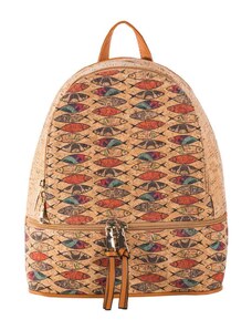 Fashionhunters Light brown women's backpack with print