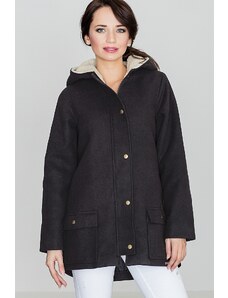 LENITIF Női fekete kabát kapucnis K306