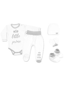 Baby Nellys 5 részes újszülött szett Little Prince, fehér