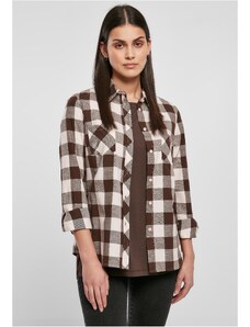 UC Ladies Ladies Turnup Checked Flanell Shirt Pink/Brown