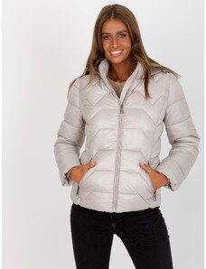 MINORITY Világosszürke steppelt kabát kapucnival NM-KR-L22-9855.87P-light grey