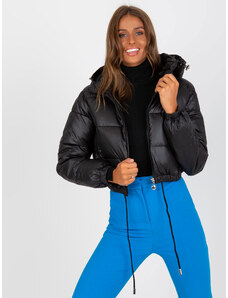 MINORITY Fekete rövidített kabát kapucnival -NM-KR-P22-6630-1.63P-black