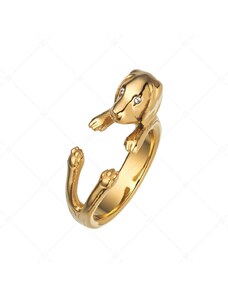BALCANO - Puppy / Kiskutya alakú gyűrű cirkónia szemekkel, 18K arany bevonattal