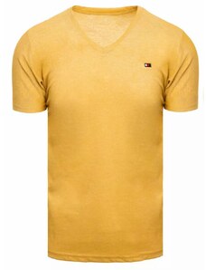 LegyFerfi Pamut póló V-nyakkivágással mustár színben