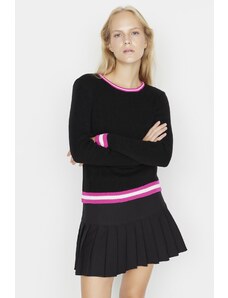 Trendyol Black Color Block kötöttáru pulóver
