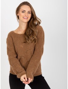 Fashionhunters Brown fluffy classic sweater with wool OCH BELLA