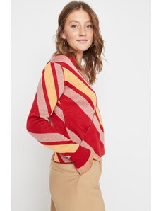 Trendyol Red Color Block kötöttáru pulóver