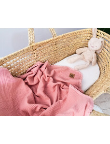 Baby Nellys Fényűző kétrétegű muszlin gyermekek takaró, 75 x 100 cm, rózsaszín