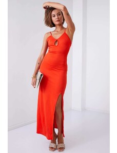 FASARDI Simple maxi dress on hangers with brick red fly