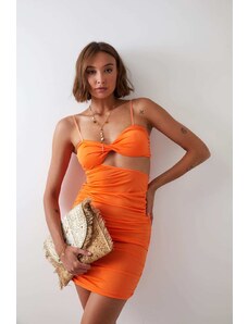 FASARDI Sensual minidress with neon orange cutout