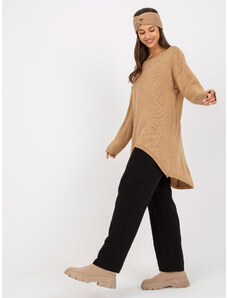 Fashionhunters Oversize camel sweater with longer back OH BELLA