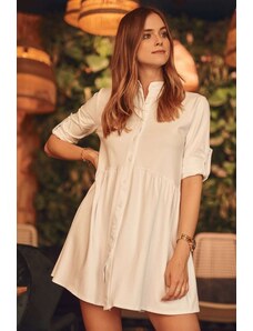 FASARDI White button dress with adjustable sleeves