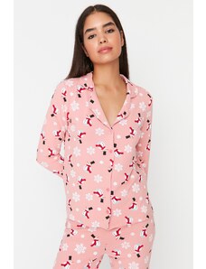 Trendyol Tarka 100% pamut mintás kötött pizsama szett