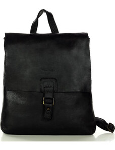 MARCO MAZZINI Fekete, minimalista bőr hátizsák (v212d)