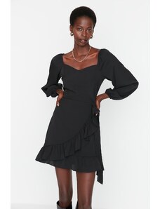 Trendyol Black Flounce szuper mini szőtt ruha