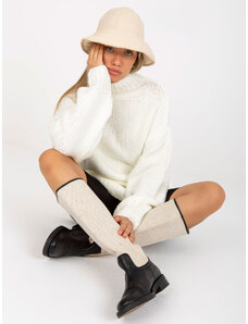 Fashionhunters Ecru oversize mini knitted dress Violetta RUE PARIS