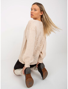 Fashionhunters Beige thin classic sweater with wide sleeves OCH BELLA