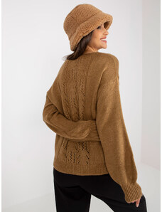 Fashionhunters OCH BELLA thin camel classic sweater with V-neck