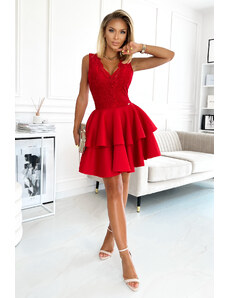 Piros mini ruha A- vonalú szoknyával