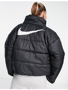 Nike reversible padded fleece jacket in black and white