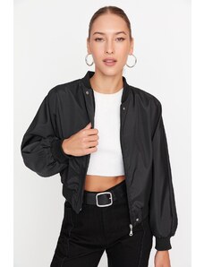 Trendyol Black Oversize Shirred Detail vízálló bombázó kabát kabát