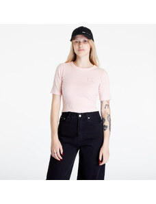 Női póló Calvin Klein Jeans Badge Slim Rib Short Pink