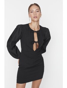 Trendyol Black Poplin szőtt elegáns estélyi ruha