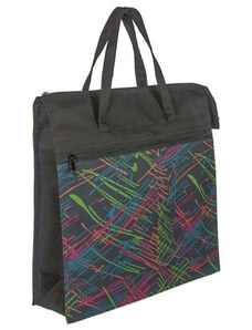 DUNER Elöl 1 zsebes fekete bevásárló táska színes mintás betéttel