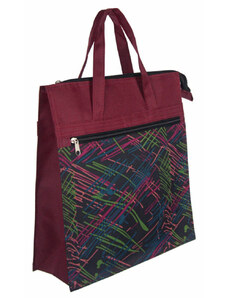 DUNER Elöl 1 zsebes bordó bevásárló táska színes mintás betéttel