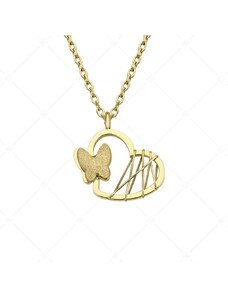 BALCANO - Papillon / Pillangós szív alakú nemesacél medál nyaklánc, 18K arany bevonattal