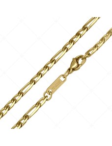 BALCANO - Figaro / Nemesacél figaró 3+1 szemes nyaklánc 18K arany bevonattal - 4 mm