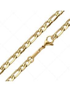 BALCANO - Figaro / Nemesacél figaró 3+1 szemes nyaklánc, 18K arany bevonattal - 6 mm
