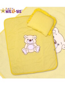 Baby nellys 2 darabos jersey teddy bear babakocsi szett - krémsárga