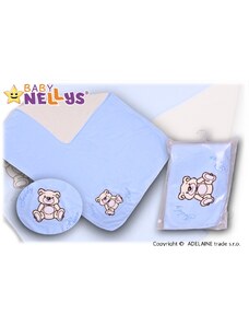 Baby nellys takaró / frottír takaró / bársony- teddy maci - világos kék