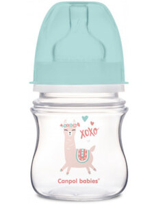 Canpol babies - kólika elleni üveg széles nyakkal, egzotikus állatos mintával, 120 ml - zöld színben