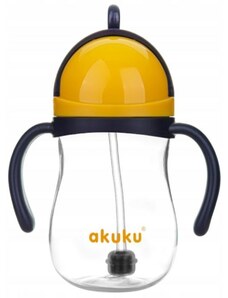 Akuku palackkal egy szalmaszálat és súlyok - tengerészgyalogság / sárga, 280 ml