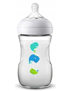 Baby üveg Természetes Avent, Bálna, 260 ml