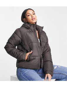 Missguided Tall hooded puffer jacket in chocolate-Brown