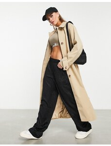 ASOS Weekend Collective printed trench coat in stone-Neutral