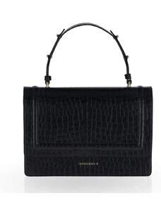 Alexandra K Vegan Leather Handbag Hope Maxi - Black Ink Croco