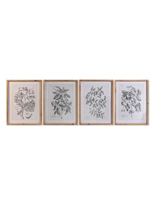 Kép DKD Home Decor Fenyő Kristály 50 x 65 x 2 cm 50 x 2 x 65 cm Botanikus növények (4 Darabok)