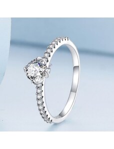 Ékszerkirály Ezüst gyűrű, női, fehér kristállyal, 6-os méret